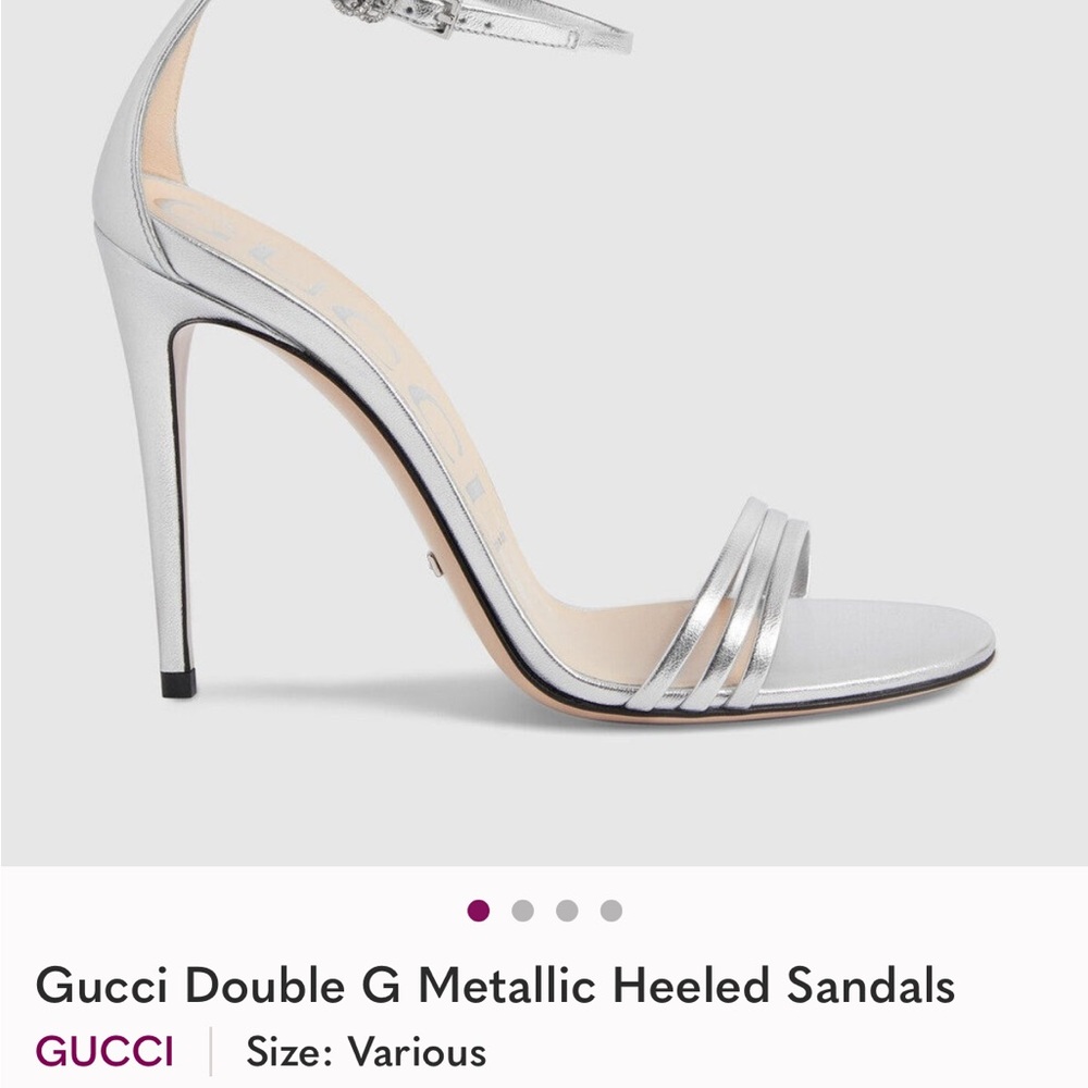 Gucci double g sandal heels silver